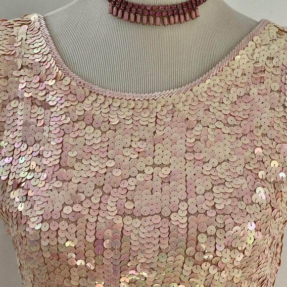 80's Vintage Pink Cathy Hardwick Sequin Tank Dress - Picture 5 of 6